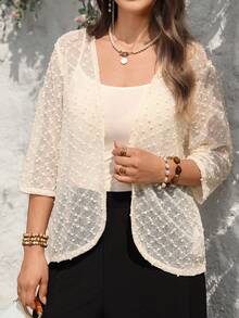 EMERY ROSE 大码纯色轻薄休闲外套，春夏款 - 杏色 - 查看 2