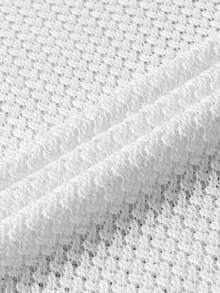 Manfinity Roghcode Men's Solid Color Large Crew Neck Hollow-Out Jacquard Knit Tank Top, Summer - White - View 5