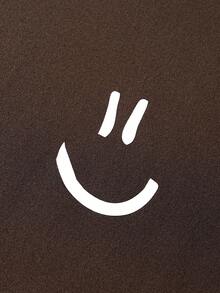 PAVTROS Hombres Camiseta de hombros caídos con estampado de expresión - Café integral - Ver 4