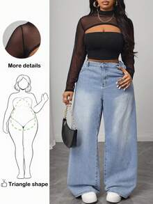 Truni 1 pieza Blusa de malla de punto negra para mujer (excluye el camisón) - Negro - Ver 1