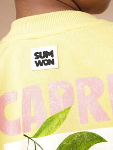 SUMWON 休闲柠檬色七分宽松T恤条纹长裤套装，夏季海滩度假装，女童款 - 彩色 - 查看 6