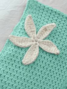 Elamini Floral Hollow-Out Knit Crop Top, Sexy Beach Vacation Style - Green - View 5