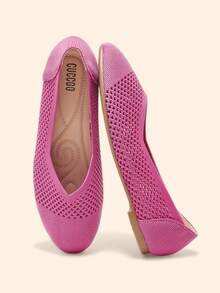 CUCCOO BASICS Zapatos planos casuales y versátiles para ir al trabajo, de unicolor y transpirables para mujeres - Rosa - Ver 3