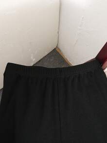 SHEIN Tween Girls Houndstooth Print T-Shirt & Pants Set - Black - View 5