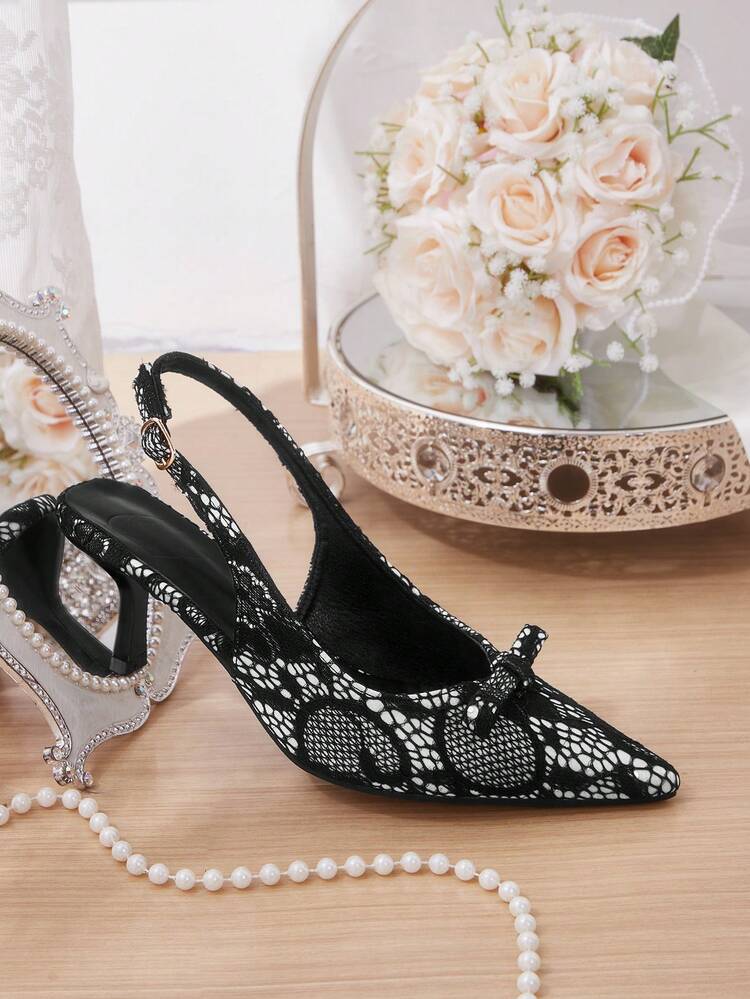 CUCCOO HITCHD Women's Pointed Toe Buckle Design Bow Decor Elegant High Heels Elegant Shoes