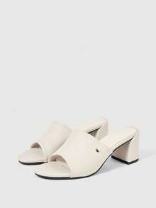 Sleekvia Sandal đế thô màu be, hở mũi, tối giản, thời trang, gợi cảm, gót trung bình. - Màu hạnh nhân - Xem 10