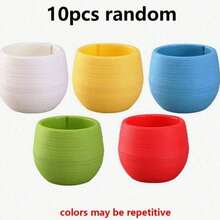 SHEIN 5/10/20件迷你花盆，适合多肉植物，小型植物，DIY可互换花盆，带排水孔，储水器，可爱桌面装饰 - 彩色 - 查看 21
