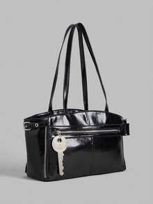 Ontre Women's Shoulder Bag, Zipper Large-Capacity Tote Bag. - Black - View 2