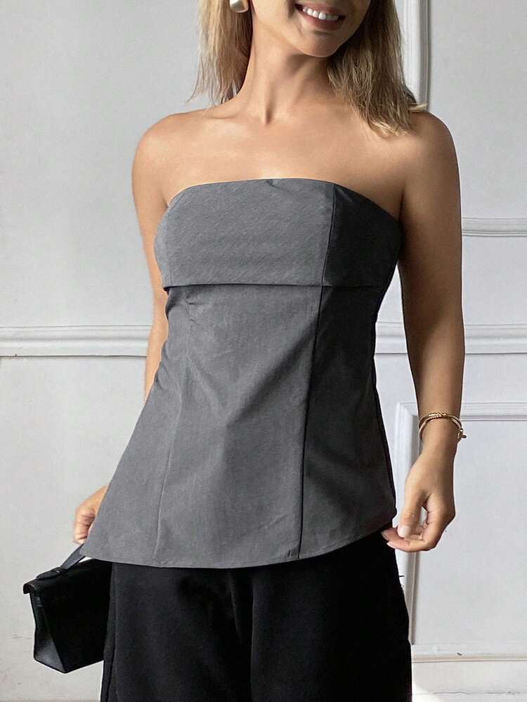 Women's Solid Color Minimalist Everyday Tube Top Summer Off The Shoulder