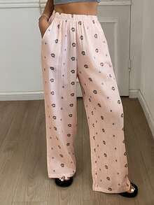 DAZY Women's Loose Ditsy Floral Pajama Bottoms, Spring/Summer - Pink - View 5