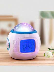 1 buah Jam Proyeksi Langit Berbintang Bercahaya dengan Musik & Kalender, Lampu Warna-warni, Jam Alarm Digital, Indikator Suhu, Dekorasi Rumah, Dekorasi Ruangan - Model baterai - View 4