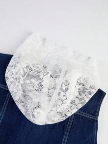 GlowEve Women's Lace Patchwork Hooded Denim Set - Blue - View 6