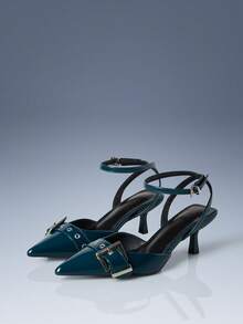 Patent leather dark green