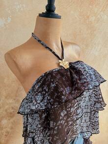 Soleia 春夏新款休闲度假西部海滩婚礼宾客礼服毕业早午餐连衣裙，圣帕特里克节春假复活节音乐节优雅波西米亚热带露背夸张荷叶边金属花卉印花豹纹女式吊带背心 - 彩色 - 查看 3