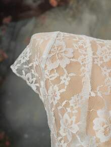 EgrlEra Áo croptop gợi cảm bằng vải ren, buộc dây phía trước, dành cho nữ. - trắng - Xem 8