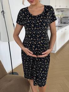 SHEIN 夏季孕妇休闲碎花哺乳连衣裙 - 彩色 - 查看 9