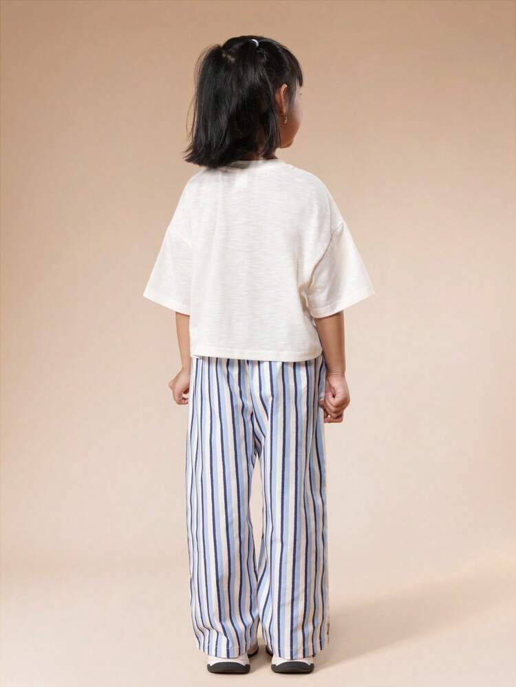 Shell Print Co-Ord Set With Striped Pants