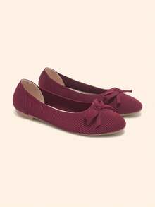 CUCCOO BASICS Sapatos femininos casuais e versáteis, baixos e com detalhe de laço. - Borgonha - Ver 6