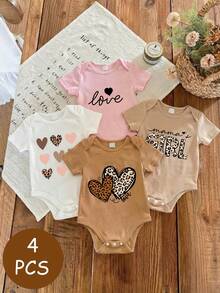 Pelele informal de manga corta y cuello redondo para bebé/niña pequeña, verano - Multicolor - Ver 1