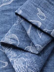 DAZY Women's Half-Zip Drop Shoulder Loose Retro Versatile 2 Pieces Set - Blue - View 6