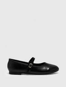 CUCCOO BIZCHIC Black Round Toe Mary Jane Shoes, Minimalist Retro High-End Strap Shoes Spring Shoes - Black - View 8
