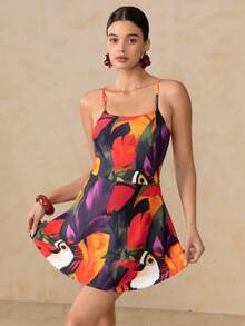 Bellisia Women's All-Over Print Backless Casual One-Piece Swimdress - Multicolor - View 4