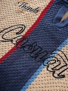 ROMWE MEN Men's Embroidered Knit Polo Shirt, Short Sleeve Top - Multicolor - View 4