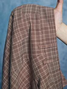 ROMWE MEN Street Life 男士钢琴格纹休闲宽松百搭短裤 - 棕色 - 查看 11