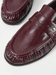 Mnmlis Women's Casual Versatile Commuting Minimalist Flat Loafers Shoes For Christmas Valentine's Day - Burgundy - View 4