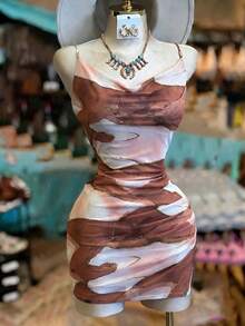 INAWLY Women's Fashionable Printed Short Bodycon Camisole Dress - Multicolor - View 1