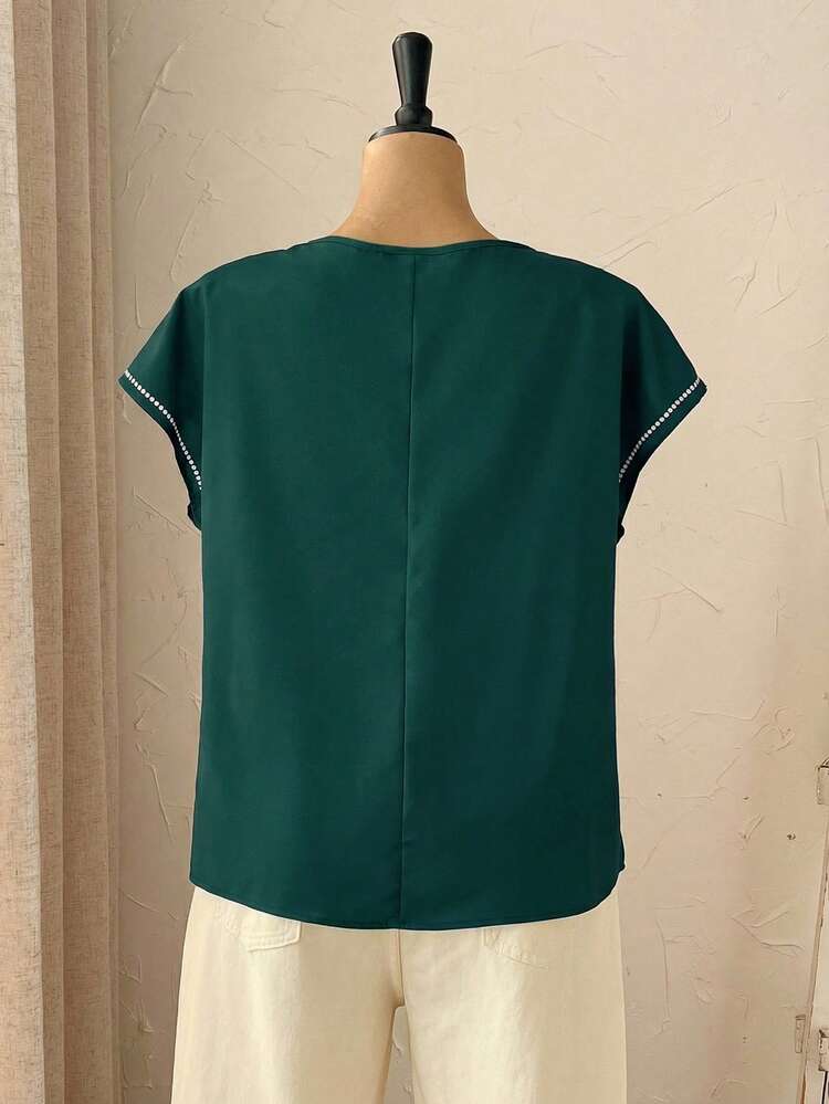 Plus Size V-Neck Short Sleeve Dressy Top,Country Casual Vacation Outfits Woman,Simple And Fashionable For Everyday Wear,Summer Tops Women,Summer Outfits For Women