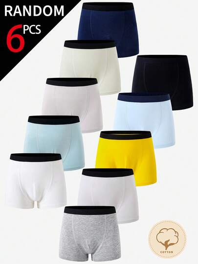 6pcs/Pack Boys' Comfortable Assorted Color Briefs Underwear