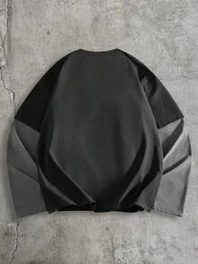 AXEPEAK Camiseta de manga larga casual con estampado para hombre - Negro - Ver 2