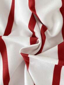 SHEIN Playful Pals Đầm hè kẻ sọc không tay cổ bẻ cho bé gái - Đỏ - Xem 8