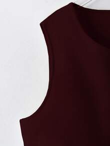 SHEIN Clasi Plus Size Women Elegant Refined Versatile Solid Color Single-Breasted Vest - Burgundy - View 4