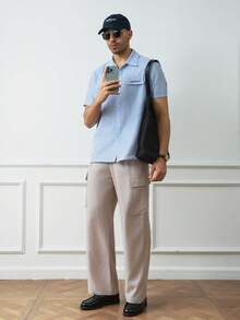 HUEFORM 男士纯色休闲裤，带腰带环 - 灰色 - 查看 4