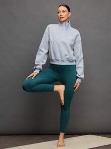 Activina Women's Dropped Shoulder Long Sleeve Golf & Tennis Sports Sweatshirt - Grey - View 3