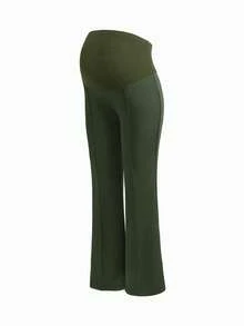 Modmama Maternity Solid Color Adjustable Waist Casual Versatile Daily Wear Pants - Army Green - View 11