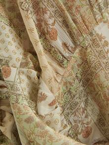 Aveloria Modichic Đầm dài tay nữ kiểu Bohemian lãng mạn màu vàng xanh họa tiết paisley và hoa điều ngẫu nhiên, chất liệu chiffon, cài khuy nửa thân, thích hợp cho kỳ nghỉ, phong cách thường ngày và đa năng. - Nhiều màu - Xem 6