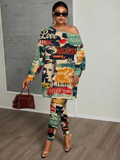 Slaydiva 休闲复古海报印花加大码女式吊带连衣裙，街头风，Y2K 全印花连衣裙，印花连衣裙，女式连衣裙，时尚连衣裙