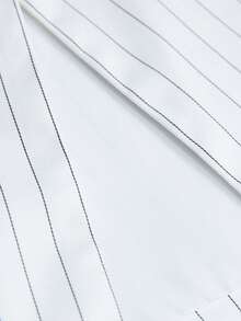 Aveloria Modichic 白色条纹精致设计复古时尚优雅通勤百搭解构宽肩无袖西装背心上衣搭配条纹直筒西装裤，女士套装，通勤休闲优雅百搭 - 白色 - 查看 7