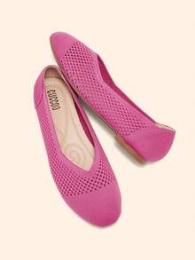 CUCCOO BASICS Zapatos planos casuales y versátiles para ir al trabajo, de unicolor y transpirables para mujeres - Rosa - Ver 5