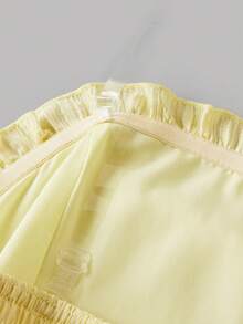 SHEIN 少女优雅编织纹理荷叶边蝴蝶结腰身多层蛋糕吊带裙，法式仙女风公主裙，适合生日派对、毕业舞会等场合 - 芥末黃 - 查看 7