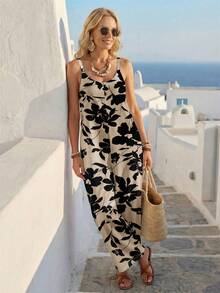 EMERY ROSE 女士休闲印花连体裤，时尚百搭，适合春夏度假 - 彩色 - 查看 4