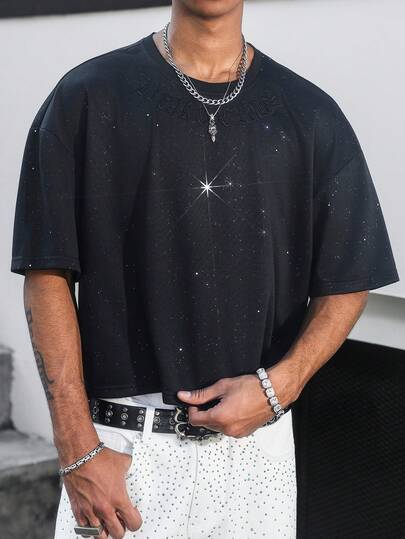 PAVTROS Heren T-shirt met ronde hals en korte mouwen, effen kleur.