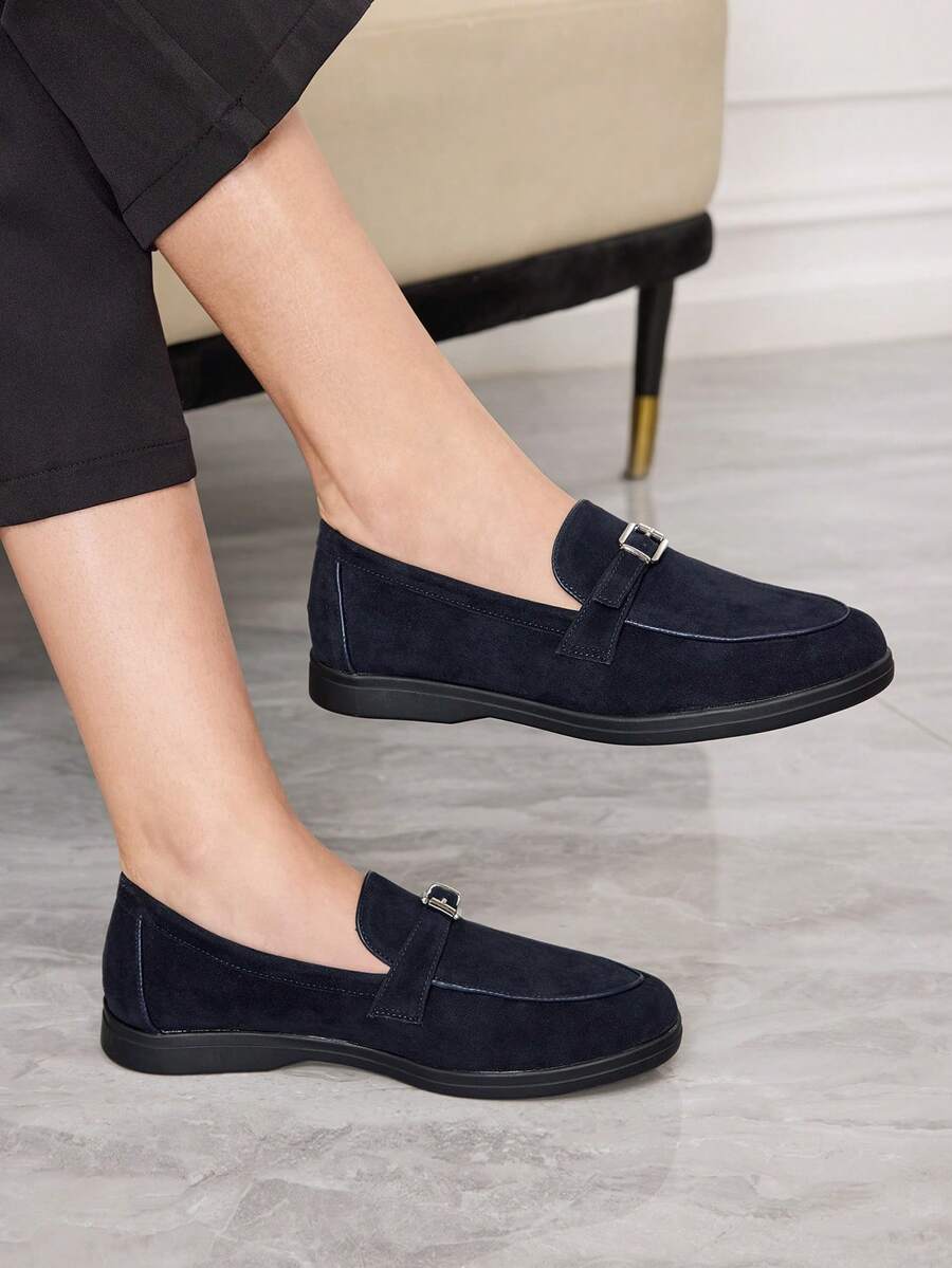 Sleekvia 休闲百搭通勤流苏装饰平底乐福鞋 - 藍色 - 查看 1