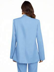 Aveloria Modichic Blazer Kasual Warna Polos dengan Kerah Berlekuk, Musim Semi/Gugur - Baby Blue - View 2