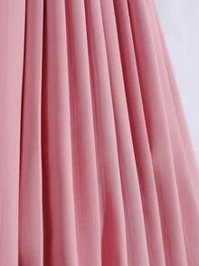 SHEIN Elegantes Kleid für Tween Mädchen, modisches, anmutiges Qualitätskleid für Tween Mädchen Frühling/Sommer, Doppellagiges Design mit großen Volantärmeln und 3D-Perlen-Plissee-Kleid, hochwertiges Kleid geeignet für den täglichen Gebrauch, Abschlussfeier, Hochzeit und verschiedene Anlässe - Pink - Übersicht 4