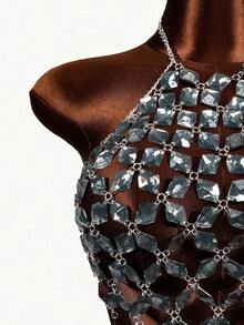 Mistrie 女士钻石细节吊带露背印花T恤，夏季，夏季上衣，夏季，夏季假期，女士夏季装，春季，春季女士装，春假，春季，春季，春季女士装，春季女士装，度假女士装，女士假期，夏季假期，女士度假，假期，假期，夏季假期，女士海滩假期 - 灰色 - 查看 5