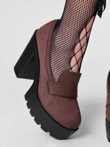 ROMWE Goth Tacones para mujer - Gamuza Marrón - Ver 3